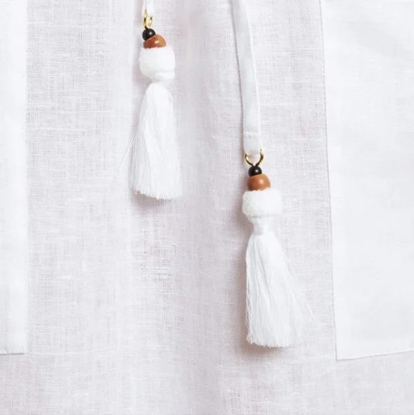 Tory burch white midi tunic linen dress